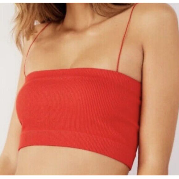 OUT FROM UNDER Black Ribbed Strappy Crop Tank Top - Picture 1 of 4